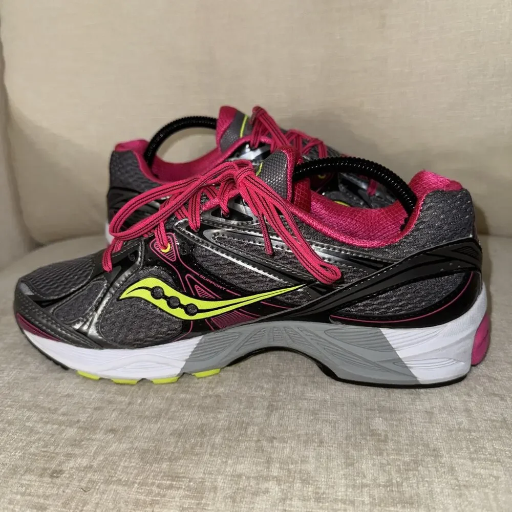 Saucony Guide 6 Womens Gray/Pink/Yellow Sneakers Running Shoe Size 10.5 EUC